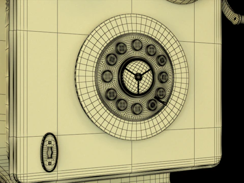 Vintage Rotary Wall Phone 3D Model