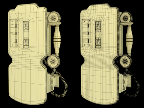 Vintage Rotary Wall Phone 3D Model