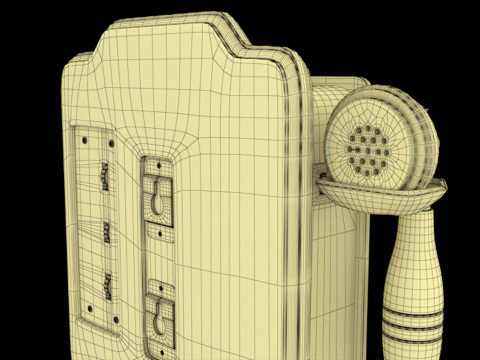 Vintage Rotary Wall Phone 3D Model