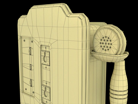 Vintage Rotary Wall Phone 3D Model