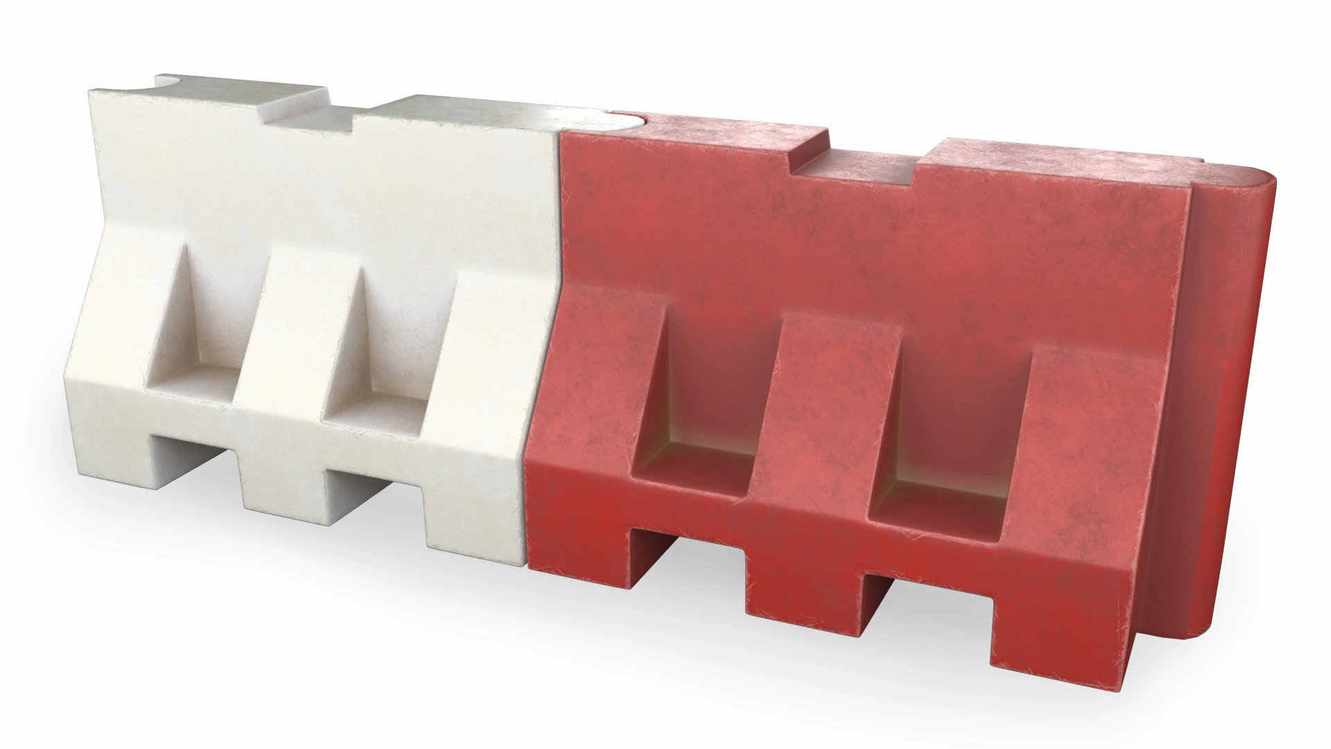 Old Plastic Road Barricade 3D Model .c4d .max .obj .3ds .fbx .stl .blend
