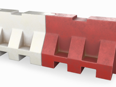 Old Plastic Road Barricade 3D Model