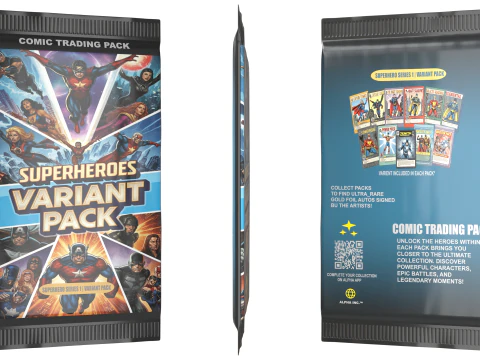 Superhero Trading Card Booster Pack 3D Model