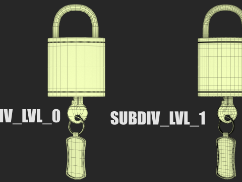 キーキーホルダー付き真鍮南京錠 3Dモデル