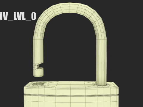 Brass Padlock with Key Keychain 3D Model