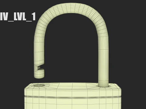 Brass Padlock with Key Keychain 3D Model