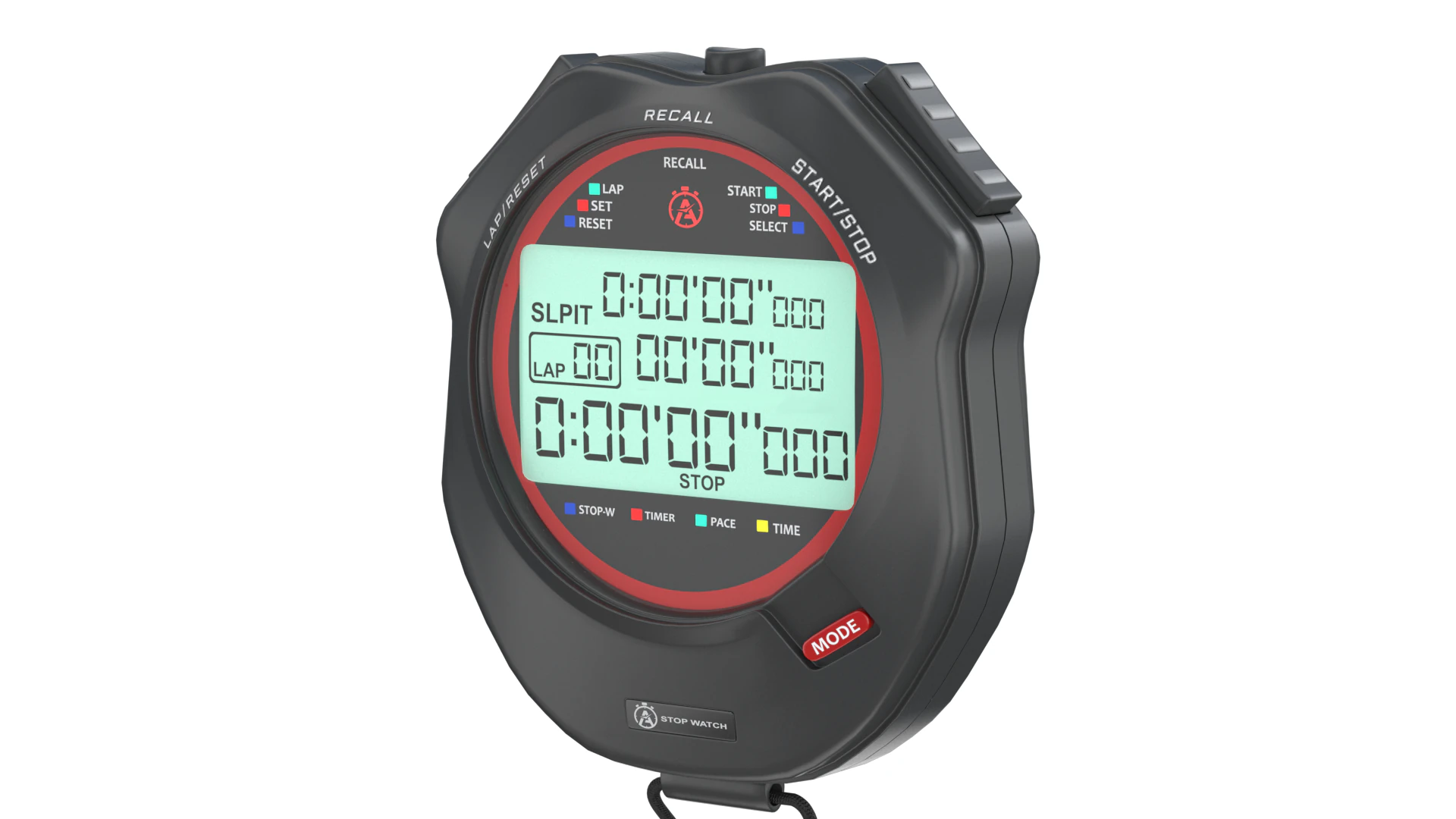 DIGITAL STOPWATCH 3D Model .c4d .max .obj .3ds .fbx .stl .blend 