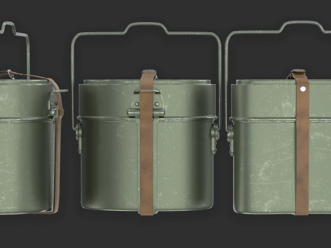 WWII Military Mess Kit 3D Model