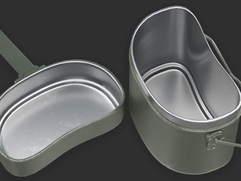 WWII Military Mess Kit 3D Model