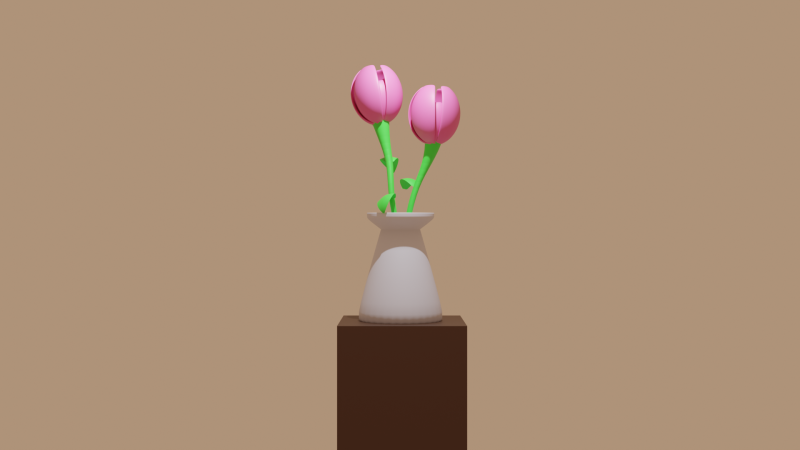 Tulips in a pot with prepared scene 3D Model .c4d .max .obj .3ds .fbx .stl .blend