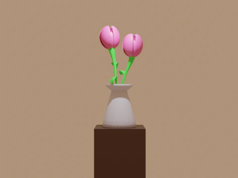 Tulips in a pot with prepared scene 3D Model