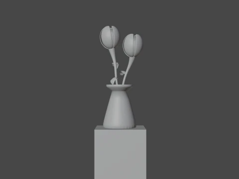 Tulips in a pot with prepared scene 3D Model