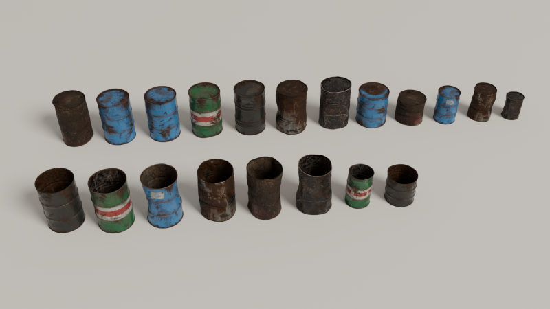 Barrels Pack 3D Model .c4d .max .obj .3ds .fbx .stl .blend 