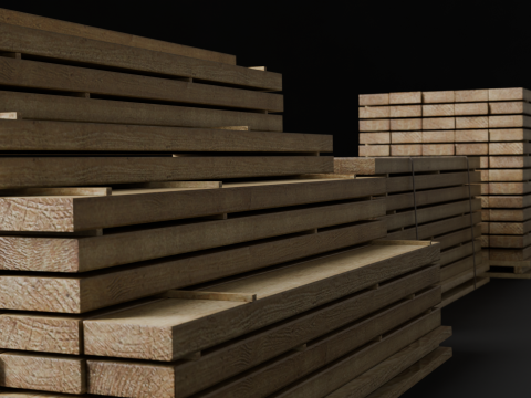 Wood Pile Pack 3D Model