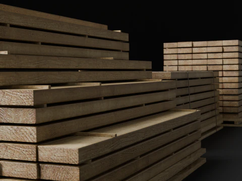 Wood Pile Pack 3D Model