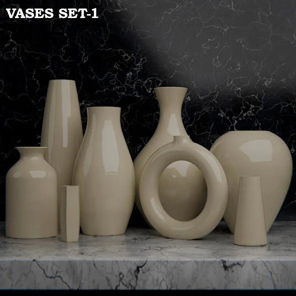 Ceramic Vases Set 3D Model .c4d .max .obj .3ds .fbx .stl .blend 