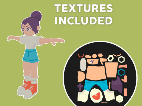 Low Poly Girl - Rigged 3D 모델