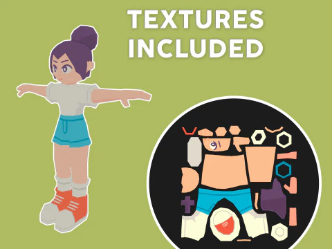 Low Poly Girl - Rigged 3D Model