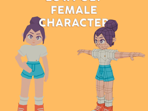 Low Poly Girl - Rigged 3D Model