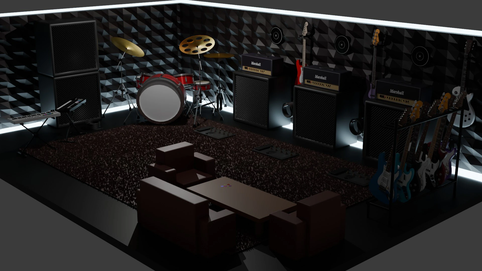 Music Studio 3D Model .c4d .max .obj .3ds .fbx .stl .blend 
