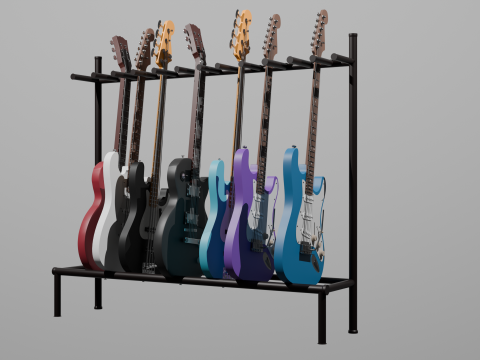 Electric guitars - les paul - stratocaster - jazzbass 3D Model