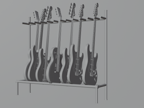 Electric guitars - les paul - stratocaster - jazzbass 3D Model