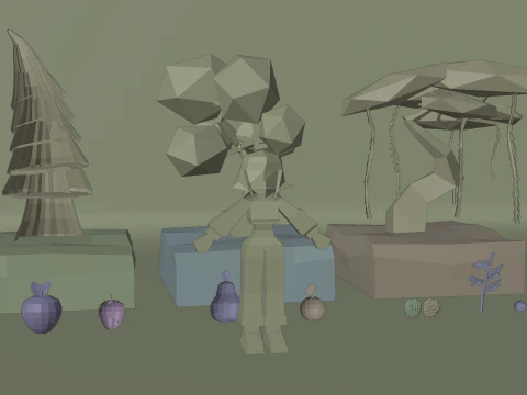 Low poly character fruits tree 3D Model