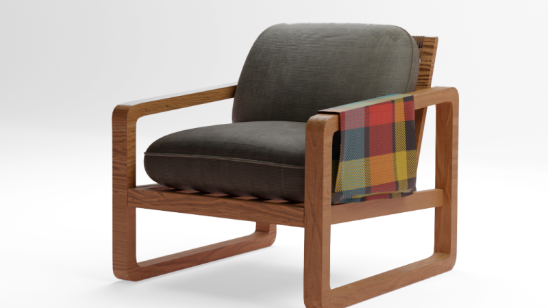 WOOD EXTERIOR COUCH 3D Модель .c4d .max .obj .3ds .fbx .stl .blend 