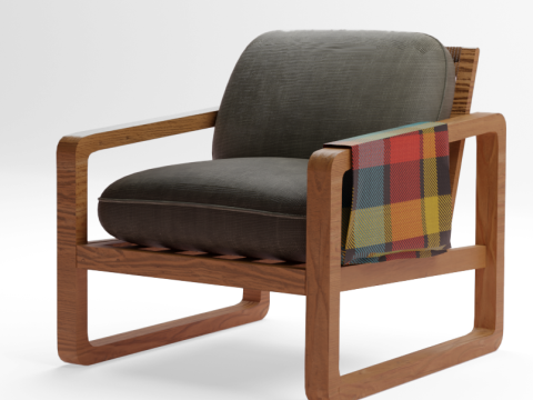 WOOD EXTERIOR COUCH 3D Model