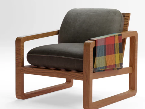 목재 외장 소파 3D 모델