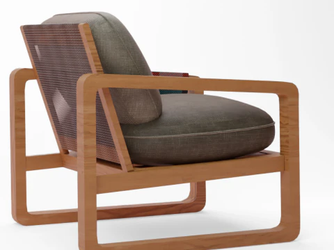 WOOD EXTERIOR COUCH 3D Model