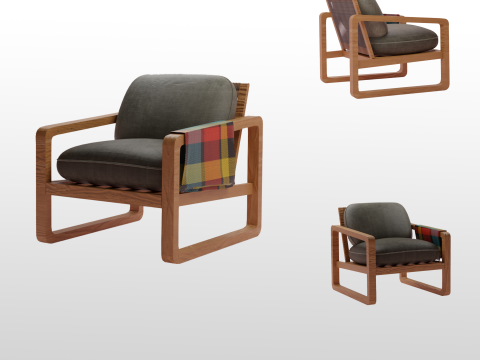 WOOD EXTERIOR COUCH 3D Модель