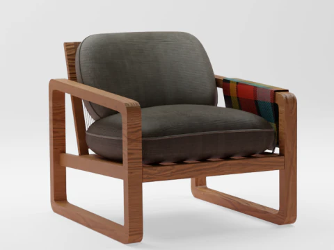 WOOD EXTERIOR COUCH 3D Model