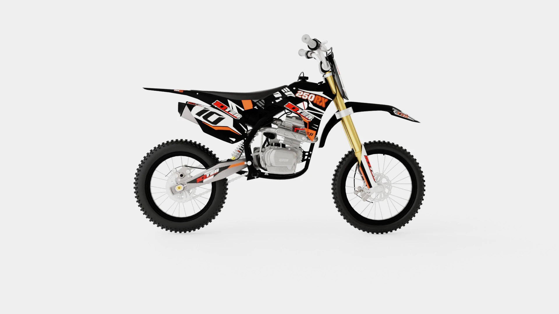 10Ten 250RX 250cc Dirt Bike 3D Model .c4d .max .obj .3ds .fbx .stl .blend 