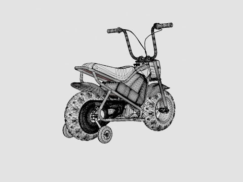 Motorbike Black Electric Kids Monkey Bike 3D Model