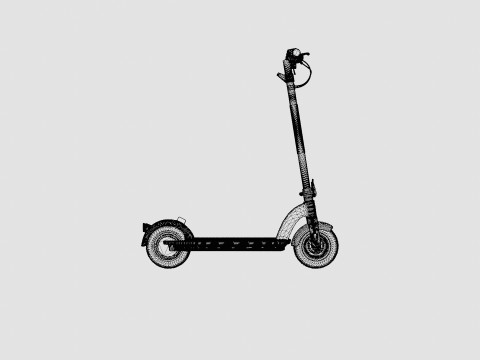 Lithium Black IPX6 Waterproof Electric Scooter Model 3D