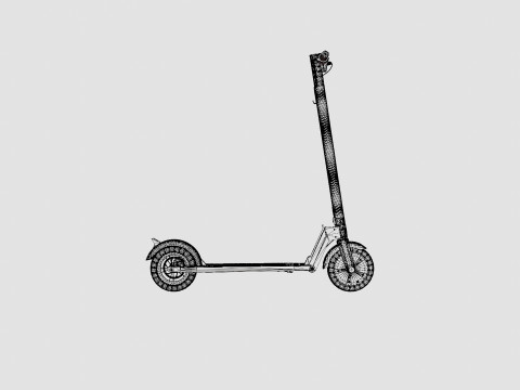 Lithium Black Folding Adult Electric Scooter 3D Model