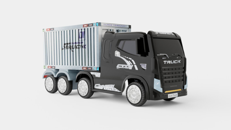 HGV Container Truck And Trailer Black Electric Ride On Lorry 3D-Modell .c4d .max .obj .3ds .fbx .stl .blend 
