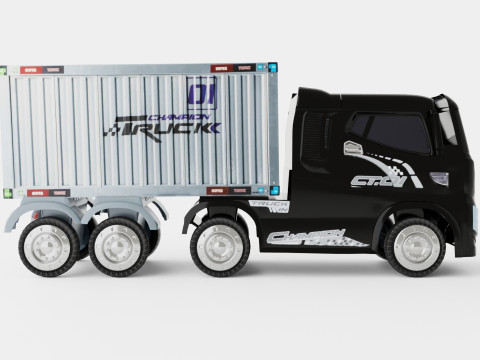 HGV Container Truck And Trailer Black Electric Ride On Lorry 3D-Modell
