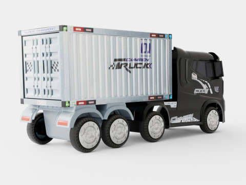 HGV Container Truck And Trailer Black Electric Ride On Lorry 3D-Modell