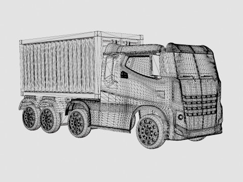 HGV Container Truck And Trailer Black Electric Ride On Lorry 3D-Modell