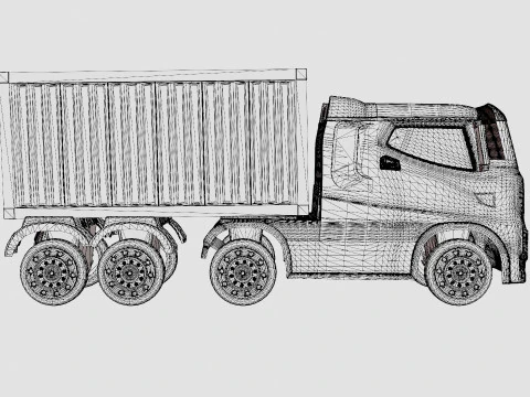 HGV Container Truck And Trailer Black Electric Ride On Lorry 3D Model