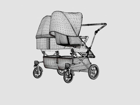 Emmaljunga Double Viking Stroller 3D Model