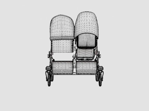 Emmaljunga Double Viking Stroller 3D Model