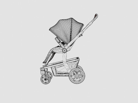 Joolz Hub Classic Blue Stroller Model 3D