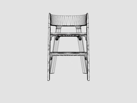Stokke Steps Complete Chair Black Seat 3D Model