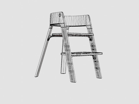 Stokke Steps Complete Chair Black Seat Modèle 3D