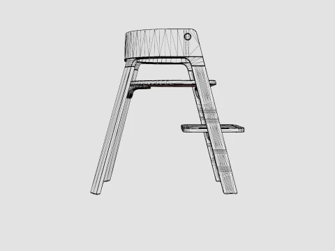 Stokke Steps Complete Chair Black Seat 3D Model