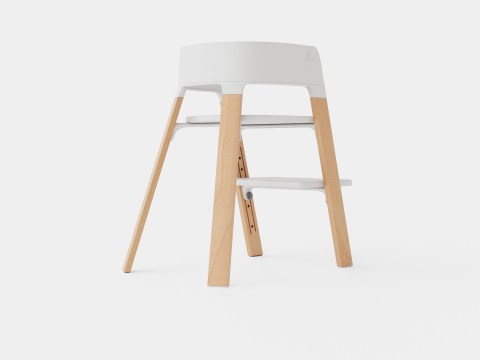 Stokke Steps Complete Chair White Seat 3D Model
