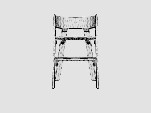 Stokke Steps Complete Chair White Seat 3D Model